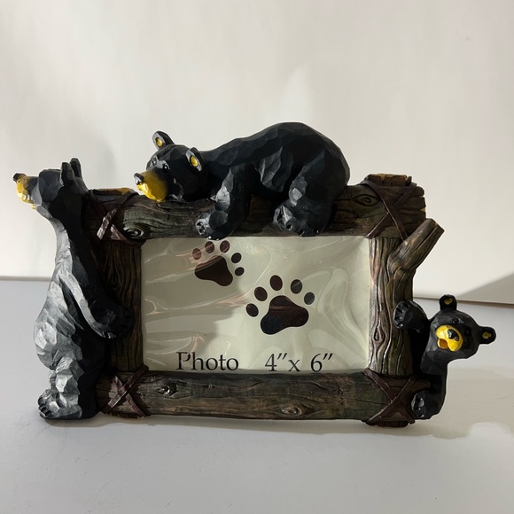 Black Bears 3D Picture Frame 4” x 6”. Perfect Cabin Decor. - Picture 1 of 4